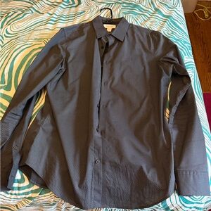 Calvin Klein Men’s Black and blue Microdot Button-Down Shirt